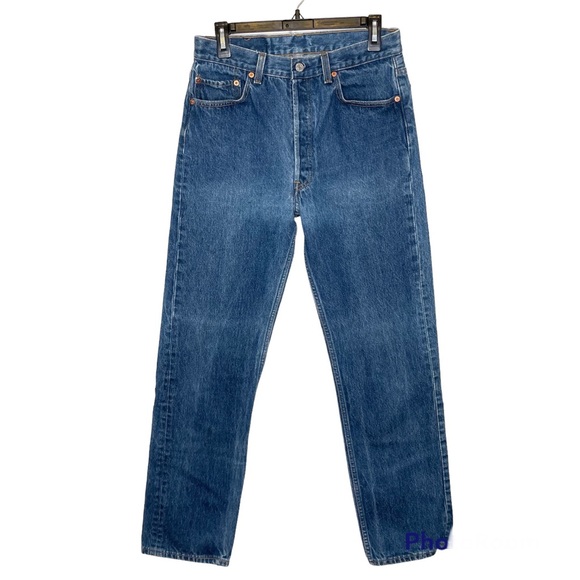 Levi’s 501 Vintage Rigid Denim Jeans W 33 / L 32 Dark Blue Circa 1995 Red Tag - Picture 1 of 9